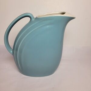 Vintage Hall Pottery Mid Century Nora Pitcher Ice Lip Blue MCM